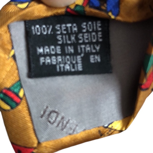 FENDI | Men’s 100% Silk Vintage Golden Brown Bi-Plane Airplane Necktie Tie - Picture 6 of 9